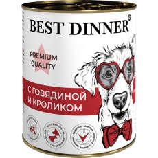 Best Dinner Premium / Консервы Бест Диннер для собак Меню №3 с Говядиной и кроликом (цена за упаковку)