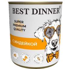 Best Dinner Super Premium / Консервы Бест Диннер для собак Мясные деликатесы с Индейкой (цена за упаковку)