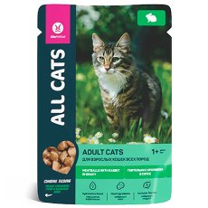 All Cats / Паучи Ол Кэтс для кошек Тефтельки с Кроликом в соусе (цена за упаковку)