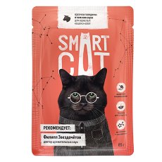 Smart Cat / Паучи Смарт Кэт для Котят и взрослых кошек Говядина в нежном соусе (цена за упаковку)