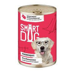 Smart Dog / Консервы Смарт Дог для взрослых собак и щенков Кусочки Говядины и ягненка в нежном соусе (цена за упаковку)