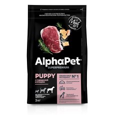 AlphaPet Puppy Superpremium / Сухой корм АльфаПет для Щенков, беременных и кормящих собак Крупных пород до 6 месяцев Говядина рубец