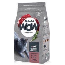AlphaPet Wow Superpremium / Сухой корм АльфаПет для Домашних кошек Говядина печень