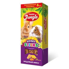 Happy Jungle Honey Sticks / Лакомство Хеппи Джангл для Крупных грызунов Палочки Медовый микс