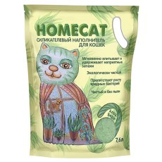 Homecat / Силикагелевый наполнитель Хоумкэт для кошачьего туалета аромат Алоэ Вера