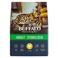 Mr.Buffalo Adult Sterilized / Сухой корм Мистер Бафало для Стерилизованных кошек Курица
