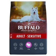 Mr.Buffalo Adult M L Sensitive / Сухой корм Мистер Бафало для собак Средних и Крупных пород с Чувствительным пищеварением Индейка