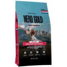 Nero Gold / Сухой корм Неро Голд для активных собак и щенков всех пород Мясной коктейль