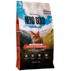 Nero Gold / Сухой корм Неро Голд для взрослых кошек и котят Лосось с овощами