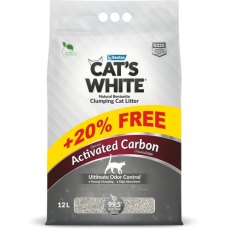Cat's White Activated Carbon Unscented / Комкующийся наполнитель Кэтс Уайт для кошачьего туалета с Активированным углем без аромата
