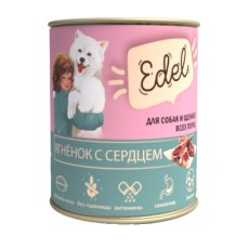 Edel / Влажный корм Консервы Эдель для Щенков и собак всех пород Ягненок с сердцем (цена за упаковку)