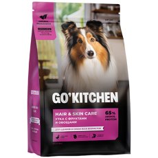 GO KITCHEN Hair+Skin Care Duck / Сухой корм Гоу Китчен для Щенков и собак всех возрастов свежая Утка Фрукты и Овощи