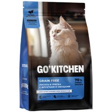 GO KITCHEN Grain Free Salmon&CodFish / Сухой Беззерновой корм Гоу Китчен для Котят и кошек всех возрастов Лосось Треска Фрукты и Овощи