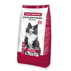 Счастливчик Сухой корм для кошек всех пород Мясное ассорти