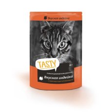 Tasty / Влажный корм Паучи Тейсти для кошек Вкусная Индейка в желе (цена за упаковку)
