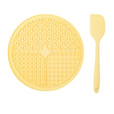 Mr.Kranch / Лизательный коврик Мистер Кранч для животных для Медленного поедания Силиконовый Желтый с лопаткой