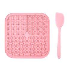 Mr.Kranch / Лизательный коврик Мистер Кранч для животных для Медленного поедания Силиконовый Розовый с лопаткой