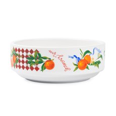 Mr.Kranch / Миска фарфоровая Мистер Кранч для собак и кошек Апельсины Белая