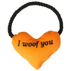 Mr.Kranch / Игрушка Мистер Кранч для собак плюшевая с хлопковым канатом Сердце оранжевая