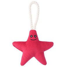 Mr.Kranch / Игрушка Мистер Кранч для собак Мелких и Средних пород Звездочка с канатом и пищалкой Ярко-розовая