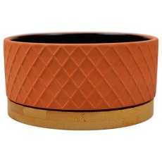 Mr.Kranch Bamboo / Миска Мистер Кранч Керамическая коричневая на бамбуковой подставке