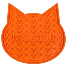 Mr.Kranch / Лизательный коврик Мистер Кранч для животных для Медленного поедания Силиконовый на присосках Оранжевый