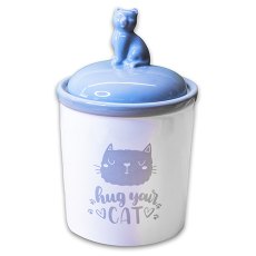 Mr.Kranch Hug Your Cat / Бокс керамический для хранения корма для кошек Бело-Серый