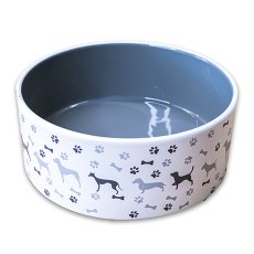 Mr.Kranch / Миска керамическая для собак с рисунком Серая