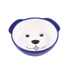 Mr.Kranch / Миска керамическая для собак Мордочка собаки синяя