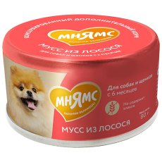 Мнямс Влажный корм для собак и щенков старше 6 месяцев Мусс из Лосося (цена за упаковку)