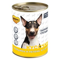 Мнямс Здоровые Суставы Влажный корм Консервы для собак всех пород Кусочки в соусе с Говядиной и Печенью (цена за упаковку)