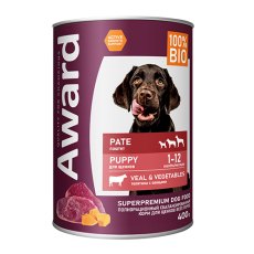 Award Puppy / Влажный корм Авард для Щенков от 1 месяца Паштет из Телятины с овощами (цена за упаковку)