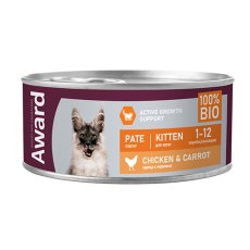 Award Kitten / Влажный корм Авард для Котят Паштет из Курицы с морковью (цена за упаковку)