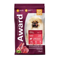Award Puppy Small / Сухой корм Авард для Щенков от 1 месяца, беременных и кормящих собак Мелких и миниатюрных пород Ягненок индейка брокколи брусника