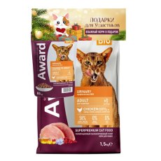 Award Adult Urinary / Сухой корм Авард для взрослых кошек для Профилактики МКБ Курица клюква цикорий рыбий жир и Влажный корм кусочки в соусе с курицей (цена за набор)