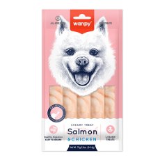 Wanpy Creamy Treat Salmon Chicken / Лакомство Ванпи для собак Нежное пюре из Лосося и курицы