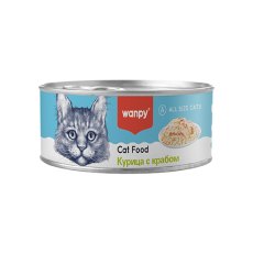 Wanpy / Влажный корм Консервы Ванпи для кошек Курица с крабом (цена за упаковку)