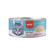 Wanpy / Влажный корм Консервы Ванпи для кошек Курица с креветками (цена за упаковку)