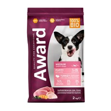Award Puppy Medium / Сухой корм Авард для Щенков от 1 месяца, беременных и кормящих собак Средних пород Индейка курица морковь черная смородина