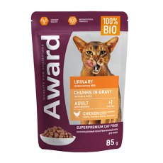 Award Urinary / Влажный корм Паучи Авард для взрослых кошек для Профилактики МКБ Кусочки в соусе с Курицей (цена за упаковку)
