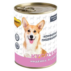 Мнямс Комфортное Пищеварение Влажный корм Консервы для собак всех пород Кусочки в соусе с Индейкой (цена за упаковку)