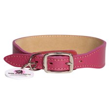 Mr.Kranch / Ошейник Мистер Кранч для собак из Натуральной кожи с QR-адресником Малиновый