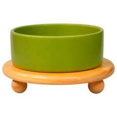 Mr.Kranch Bamboo / Миска Мистер Кранч Керамическая зеленая на бамбуковой подставке