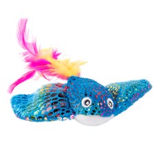 Mr.Kranch / Игрушка Мистер Кранч для кошек плюшевая с кошачьей мятой и перышками Скат голубая