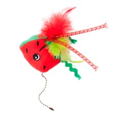 Mr.Kranch / Игрушка Мистер Кранч для кошек плюшевая с кошачьей мятой и перышками Арбузик красная