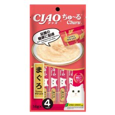 Inaba Ciao Churu / Лакомство-пюре Инаба для кошек для Укрепления костей и суставов Желтоперый тунец