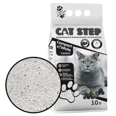 Cat Step Compact White Carbon / Наполнитель Кэт Степ для кошачьего туалета комкующийся Минеральный с Активированным углем