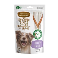 Деревенские лакомства Чистим зубы / Лакомство для собак весом от 20 кг Твистер с Уткой