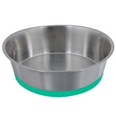 Homepet Premium / Миска Хоумпет для домашних животных Металлическая на Зеленой силиконовой подставке