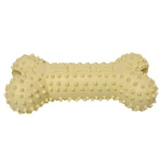 Homepet Dental / Игрушка Хоумпет для собак Косточка с отверстиями для лакомств светло-желтая